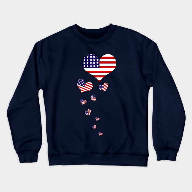 Hearts Stars Stripes American Flag Crewneck Sweatshirt by letnothingstopyou